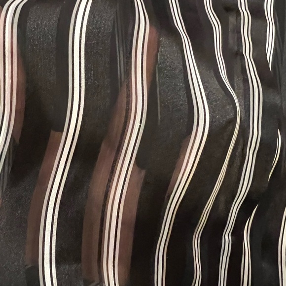 White House Black Market Black Sheer Shadow Stripe Button Down Shirt size 10 EUC - Picture 9 of 11